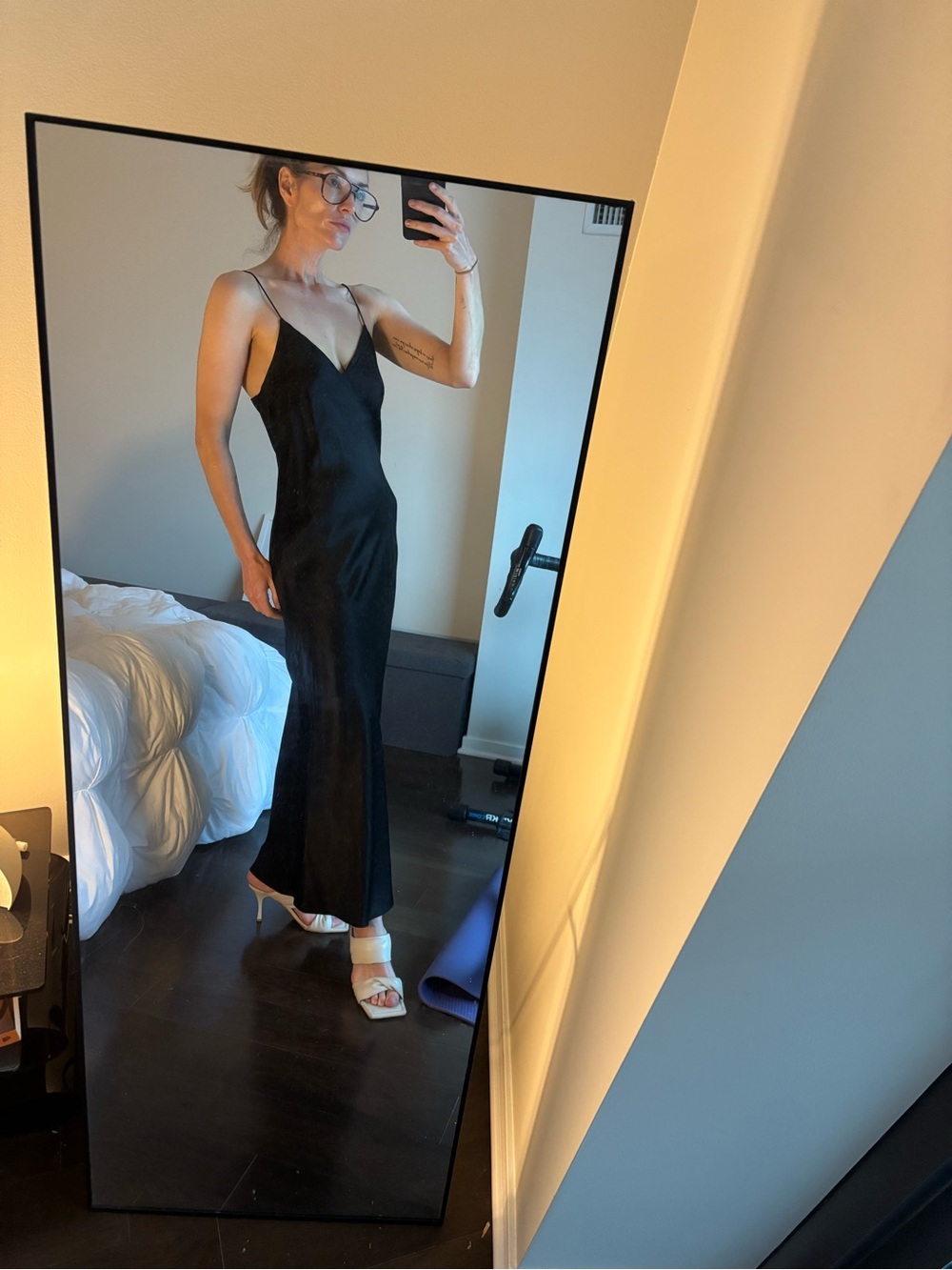 Anine Bing Slip Maxi Dress in Black - Minimal V-Neck Spaghetti Strap